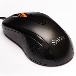 MOUSE  Spacer, PC sau NB, cu fir, USB, optic, 1200 dpi, butoane/scroll 3/1, , negru, "SPMO-F01" (timbru verde 0.18 lei)