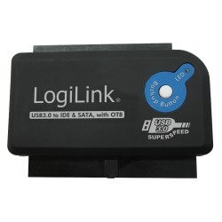 ADAPTOR USB LOGILINK, USB 3.0 (T) la IDE (M) ori S-ATA (M), adaptor USB la unitati 2.5"/3.5", functie OTB, negru, "AU0028A" (tim