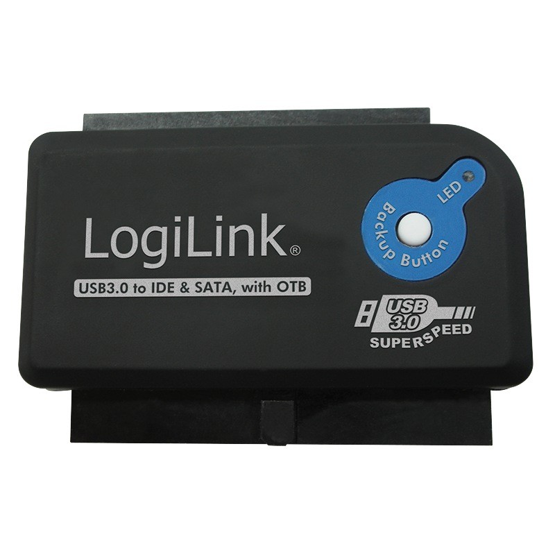 ADAPTOR USB LOGILINK, USB 3.0 (T) la IDE (M) ori S-ATA (M), adaptor USB la unitati 2.5"/3.5", functie OTB, negru, "AU0028A" (tim