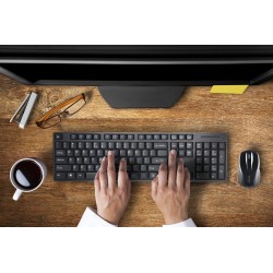 KIT wireless Kensington, "Profit Low-Profile", tastatura wireless 104 taste + mouse wireless 1200dpi, 3 butoane, rotita scroll, 