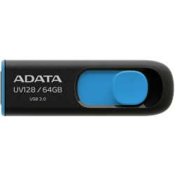 MEMORIE USB 3.2 ADATA 64 GB, retractabila, carcasa plastic, negru / albastru, "AUV128-64G-RBE" (timbru verde 0.03 lei)