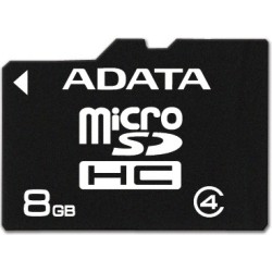 CARD MicroSD ADATA, 8 GB, MicroSDHC, clasa 4, standard UHS-I U1, "AUSDH8GCL4-R" (timbru verde 0.03 lei)