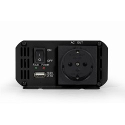 INVERTER GEMBIRD cu sinusoida simulata, Inverter auto,  300W, Schuko x 1, USB 5V / 2.1A, baterie 10-16V, "EG-PWC300-01", (timbru