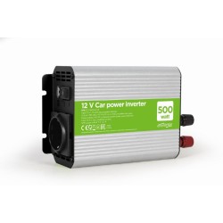 INVERTER GEMBIRD cu sinusoida simulata, Inverter auto,  500W, Schuko x 1, USB 5V / 2.1A, baterie 10-16V, "EG-PWC500-01", (timbru