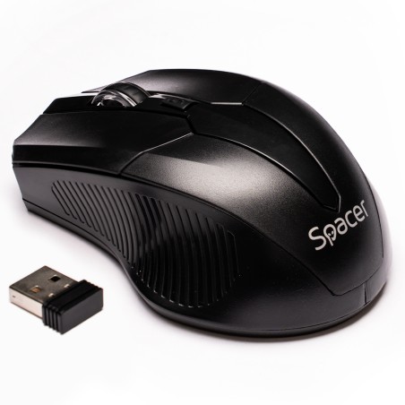 MOUSE  Spacer, PC sau NB, wireless, 2.4GHz, optic, 1600 dpi, butoane/scroll 4/1,buton ON/OFF, negru, "SPMO-W02" (timbru verde 0.