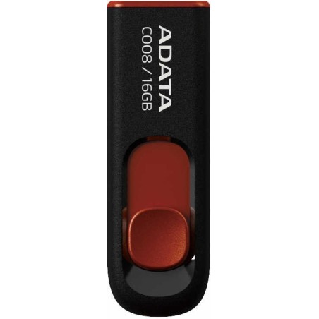 MEMORIE USB 2.0 ADATA 16 GB, retractabila, carcasa plastic, negru / rosu, "AC008-16G-RKD" (timbru verde 0.03 lei)