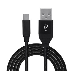 CABLU alimentare si date SPACER, pt. smartphone, USB 3.0 (T) la Type-C (T), Braided,2.1A,Retail pack, 1m, black, "SPDC-TYPEC-BRD