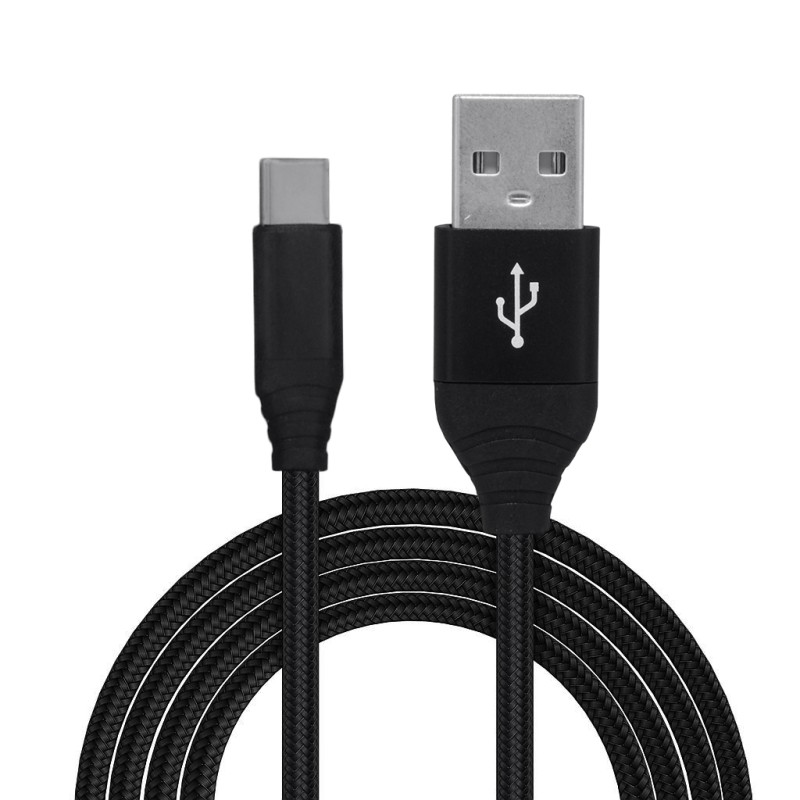 CABLU alimentare si date SPACER, pt. smartphone, USB 3.0 (T) la Type-C (T), Braided,2.1A,Retail pack, 1m, black, "SPDC-TYPEC-BRD