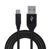 CABLU alimentare si date SPACER, pt. smartphone, USB 3.0 (T) la Type-C(T), Braided,2.1A,Retail pack, 1.8m, black, "SPDC-TYPEC-BR