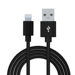 CABLU alimentare si date SPACER, pt. smartphone, USB 2.0 (T) la Lightning (T), pentru Iphone,Braided,Retail pack, 1m, black,&nbs