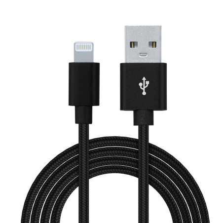 CABLU alimentare si date SPACER, pt. smartphone, USB 2.0 (T) la Lightning (T), pentru Iphone,Braided,Retail pack, 1m, black,&nbs