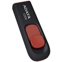 MEMORIE USB 2.0 ADATA 32 GB, retractabila, carcasa plastic, negru / rosu, "AC008-32G-RKD" (timbru verde 0.03 lei)