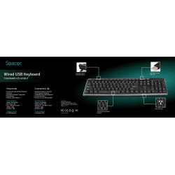 TASTATURA SPACER USB, 104 taste, anti-spill, black, "SPKB-S62"/45505855   (timbru verde 0.8 lei)