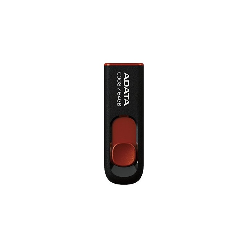 MEMORIE USB 2.0 ADATA 64 GB, retractabila, carcasa plastic, negru / rosu, "AC008-64G-RKD" (timbru verde 0.03 lei)