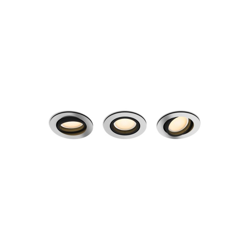 SET 3 SPOTURI incastrate smart LED Philips, soclu GU10, putere 5.7W, forma spot, lumina multicolora, alimentare 220 - 240 V, "00