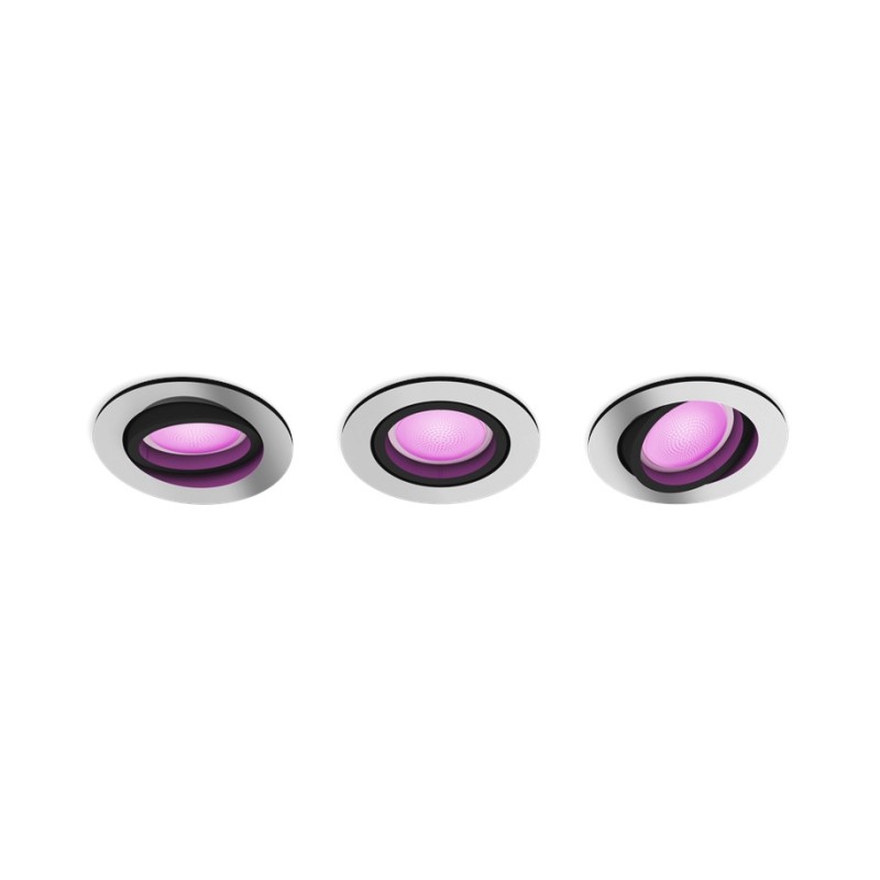 SET 3 SPOTURI incastrate smart LED Philips, soclu GU10, putere 5.7W, forma spot, lumina multicolora, alimentare 220 - 240 V, "00