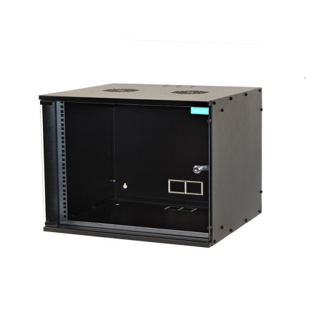 CABINET 19" SPACER    4U 515x450mm, fixare pe perete, Flatpack (dezasamblat),  Black, usa sticla cu blocare, otel 1.5mm, sarcina
