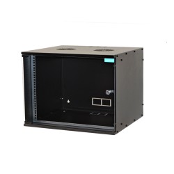 CABINET 19" SPACER    4U 515x450mm, fixare pe perete, Flatpack (dezasamblat),  Black, usa sticla cu blocare, otel 1.5mm, sarcina