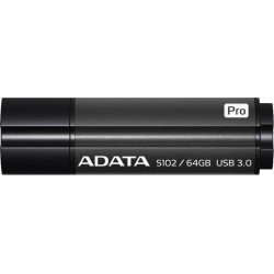 MEMORIE USB 3.1 ADATA 64 GB, cu capac, carcasa aluminiu, negru / gri, "AS102P-64G-RGY" (timbru verde 0.03 lei)