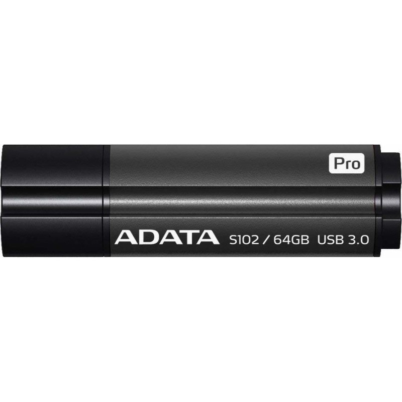 MEMORIE USB 3.1 ADATA 64 GB, cu capac, carcasa aluminiu, negru / gri, "AS102P-64G-RGY" (timbru verde 0.03 lei)