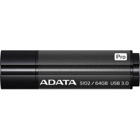 MEMORIE USB 3.1 ADATA 64 GB, cu capac, carcasa aluminiu, negru / gri, "AS102P-64G-RGY" (timbru verde 0.03 lei)