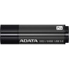 MEMORIE USB 3.1 ADATA 64 GB, cu capac, carcasa aluminiu, negru / gri, "AS102P-64G-RGY" (timbru verde 0.03 lei)