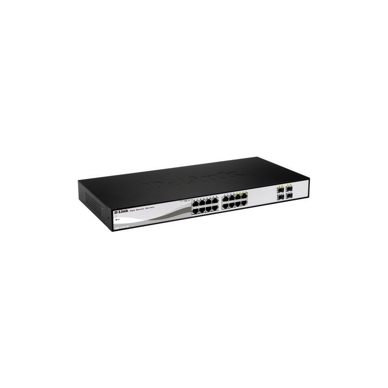 SWITCH D-LINK SMART 16 porturi Gigabit + 4 porturi combo SFP, carcasa metalica, rackabil, "DGS-1210-16" (timbru verde 2 lei)