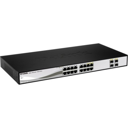 SWITCH D-LINK SMART 16 porturi Gigabit + 4 porturi combo SFP, carcasa metalica, rackabil, "DGS-1210-16" (timbru verde 2 lei)