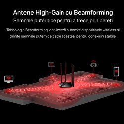 ROUTER MERCUSYS wireless 1200Mbps, 2 porturi LAN Gigabit, 1 port WAN Gigabit, Dual Band AC1200 4 x antena externa, "MR30G" (timb