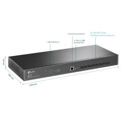 SWITCH TP-LINK  8 porturi JetStream 8-Port 10GE SFP+ L2+ Managed Switch. carcasa metalica "TL-SX3008F" (timbru verde 2 lei)