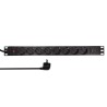 PDU LOGILINK 1U pt. rack 19 inch, 8 prize Schuko, intrare Schuko, max 16 A, on/off, protectie la supratensiune, 2 x USB 2.1A, 2 