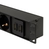PDU LOGILINK 1U pt. rack 19 inch, 8 prize Schuko, intrare Schuko, max 16 A, on/off, protectie la supratensiune, 2 x USB 2.1A, 2 