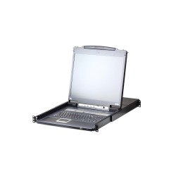 SWITCH KVM ATEN 1-Local/Remote Share Access 8-Port PS/2-USB VGA Single Rail LCD KVM over IP "CL5708IM-ATA-AG" (timbru verde 2.00