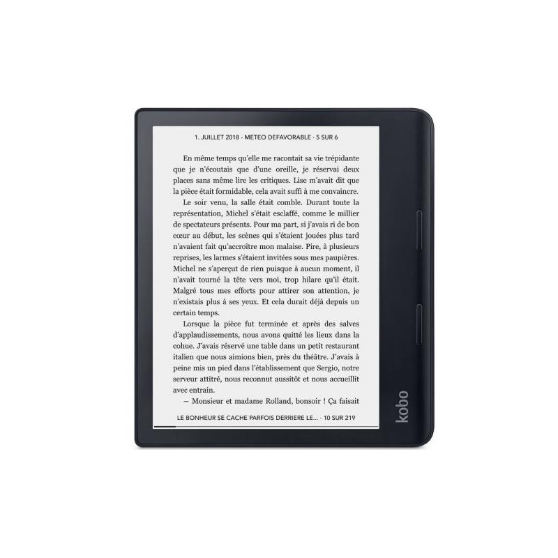 Kobo Sage e-Book Reader, E Ink flush touch 8 inch, 1440 x 1920, 32 GB, 1.8 GHz, 1 x micro USB, 0.240 kg, Wireless Da, Comfort Li