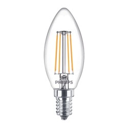 SET 3 becuri LED Philips, soclu E14, putere 4.7W, forma lumanare, lumina alb calda, alimentare 220 - 240 V, "000008718699777791"