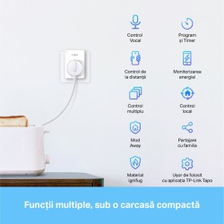 PRIZA inteligenta TP-LINK, Schuko x 1, cu monitorizarea energiei, conectare prin Schuko (T), 16 A, programare prin smartphone, B