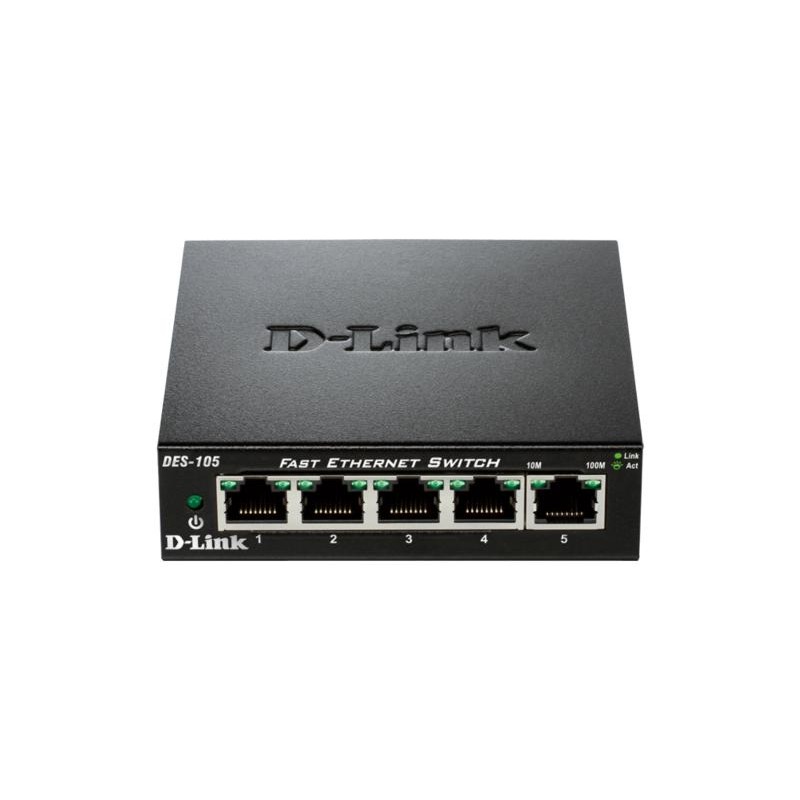 SWITCH D-LINK  5 porturi 10/100Mbps. carcasa metalica, "DES-105" (timbru verde 2 lei)