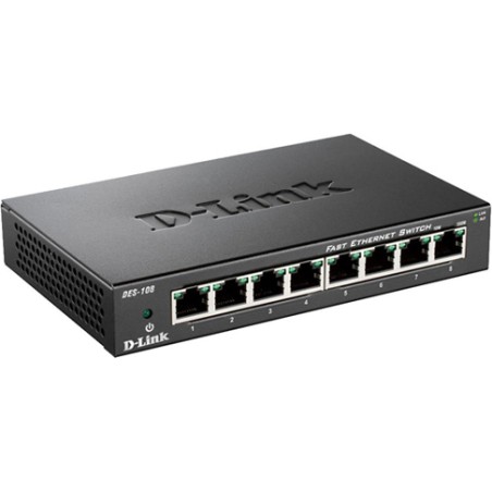 SWITCH D-LINK  8 porturi 10/100Mbps. carcasa metalica, "DES-108" (timbru verde 2 lei)