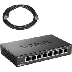 SWITCH D-LINK  8 porturi 10/100Mbps. carcasa metalica, "DES-108" (timbru verde 2 lei)
