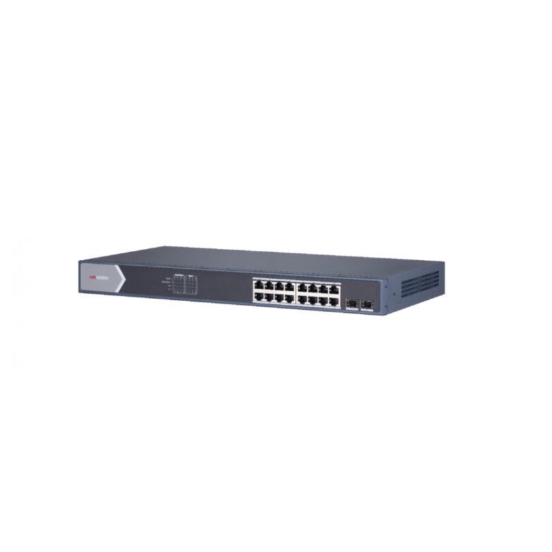SWITCH. PoE Hikvision, port Gigabit x 16, SFP SFP x 2, managed, carcasa metalica, "DS-3E1518P-SI" (timbru verde 2 lei)