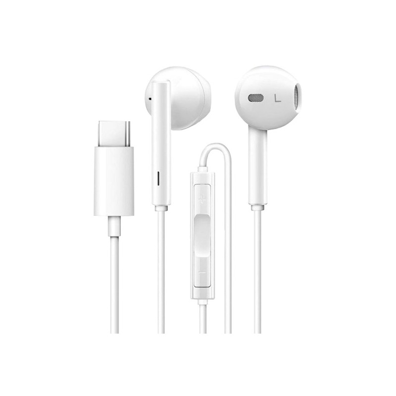 CASTI Huawei  CM 33, pt. smartphone, cu fir, intraauriculare - butoni, microfon pe fir, conectare prin USB Type-C sunet, alb, "5