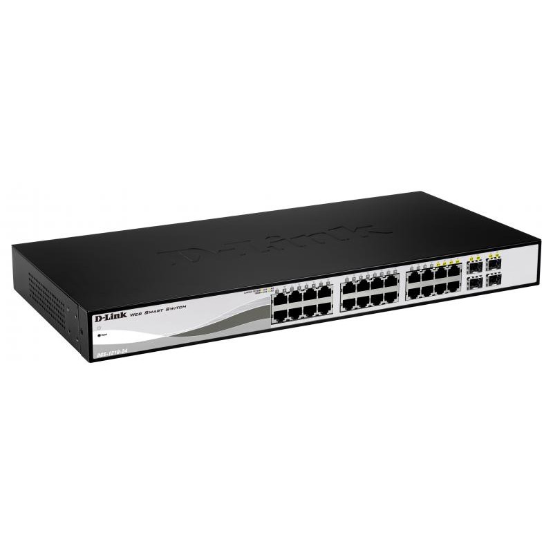 SWITCH D-LINK SMART 24 porturi Gigabit + 4 porturi  Combo SFP, carcasa metalica, rackabil, "DGS-1210-24" (timbru verde 2 lei)