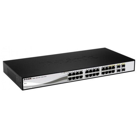 SWITCH D-LINK SMART 24 porturi Gigabit + 4 porturi  Combo SFP, carcasa metalica, rackabil, "DGS-1210-24" (timbru verde 2 lei)