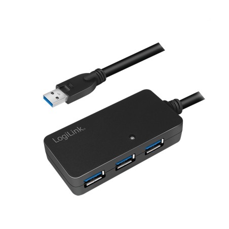 CABLU USB LOGILINK prelungitor, USB 3.0 (T) la 4 x USB 3.0 (M), 10m, activ (permite folosirea unui cablu USB lung), negru, "UA02