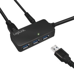 CABLU USB LOGILINK prelungitor, USB 3.0 (T) la 4 x USB 3.0 (M), 10m, activ (permite folosirea unui cablu USB lung), negru, "UA02