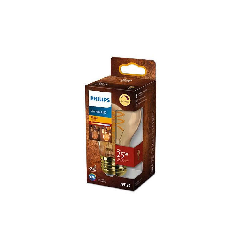 BEC LED Philips, soclu E27, putere 4W, forma clasic, lumina flacara, alimentare 220 - 240 V, "000008719514315433" (timbru verde 