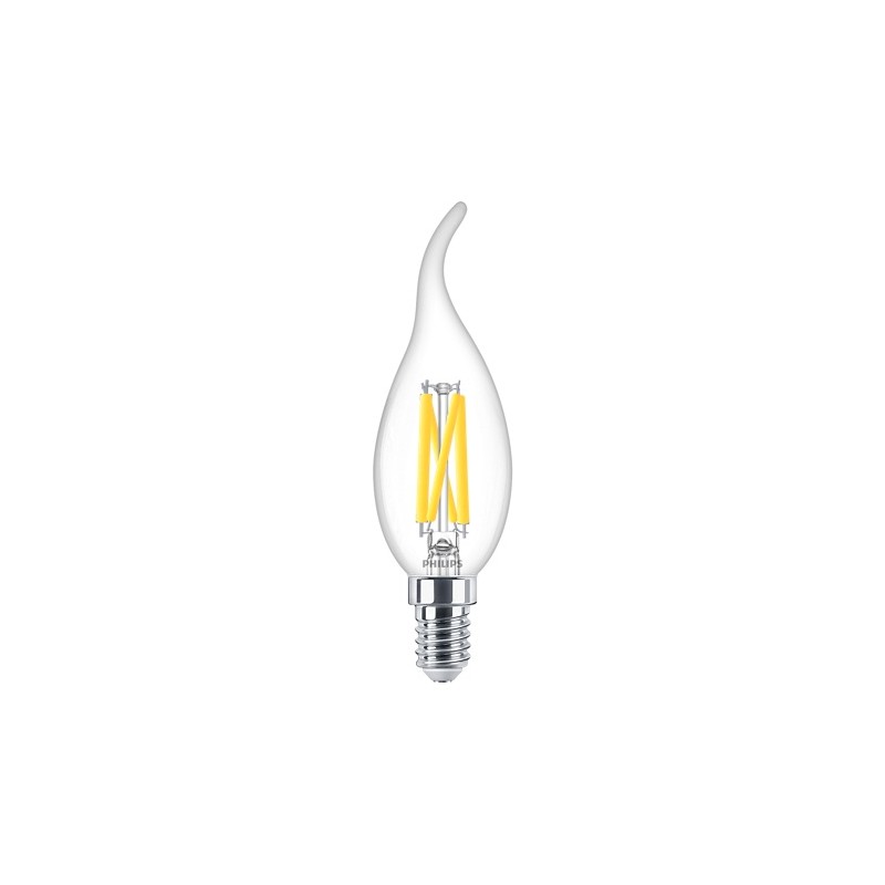 BEC LED Philips, soclu E14, putere 3.4W, forma flacara, lumina alb calda, alimentare 220 - 240 V, "000008719514324374" (timbru v