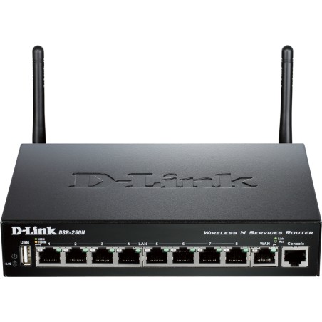 ROUTER D-LINK wireless. N VPN, 8 porturi Gigabit, 2 antene externe, 45Mbps Firewa60, 35Mbps VPN, 20.000 sesiuni concurente, 25 V