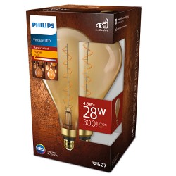 BEC LED Philips, soclu E27, putere 4.5W, forma clasic, lumina flacara, alimentare 220 - 240 V, "000008719514313828" (timbru verd