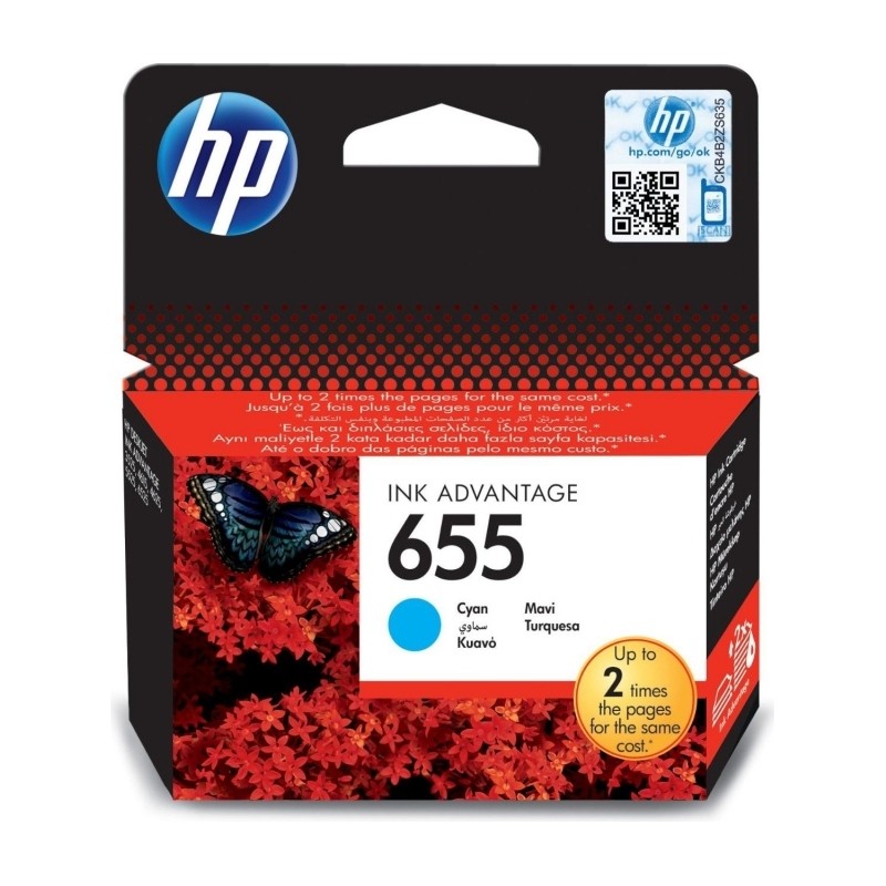 Cartus Cerneala Original HP Cyan, nr.655, pentru DJ3525|4615|4625|5525|6525, , (timbru verde 0.15 lei), "CZ110AE"